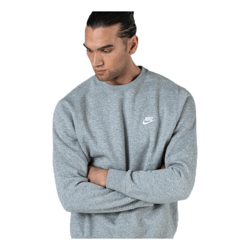 Nike Sportswear Club Fleece Crew DK GREY HEATHER/WHITE 3 Nike Sportswear Club Fleece Crew DK GREY HEATHER/WHITE