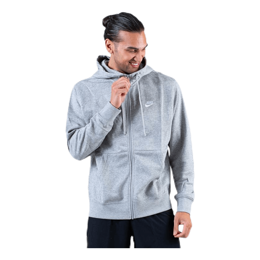 Nike Sportswear Club Men's Full-Zip Hoodie DK GREY HEATHER/MATTE SILVER/WHITE 3 Nike Sportswear Club Men's Full-Zip Hoodie DK GREY HEATHER/MATTE SILVER/WHITE
