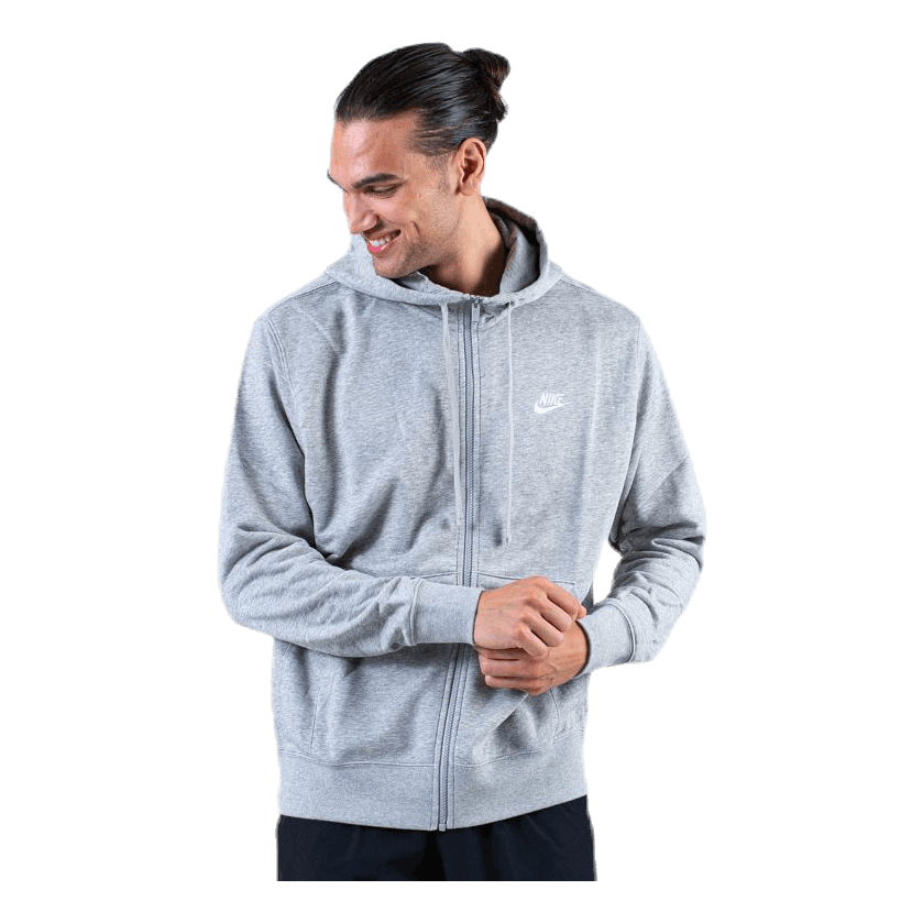 Nike Sportswear Club Men's Full-Zip Hoodie DK GREY HEATHER/MATTE SILVER/WHITE 4 Nike Sportswear Club Men's Full-Zip Hoodie DK GREY HEATHER/MATTE SILVER/WHITE - Image 2