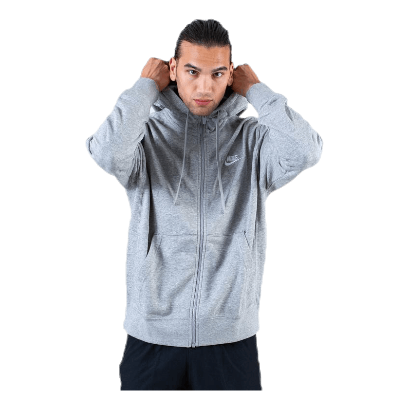 Nike Sportswear Club Men's Full-Zip Hoodie DK GREY HEATHER/MATTE SILVER/WHITE 8 Nike Sportswear Club Men's Full-Zip Hoodie DK GREY HEATHER/MATTE SILVER/WHITE - Image 6