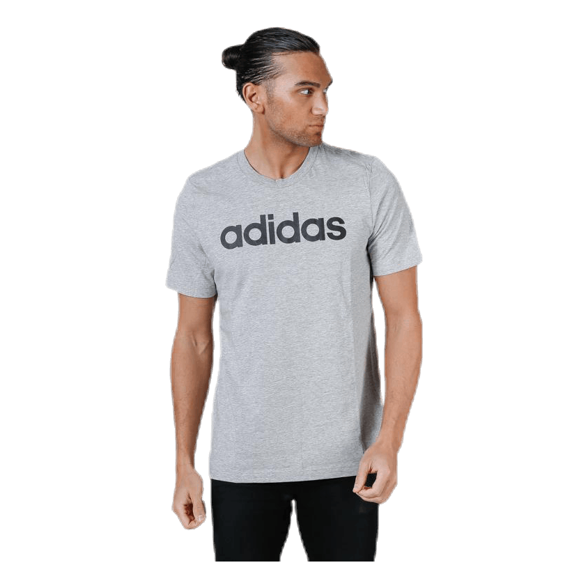 ADIDAS Essentials Linear T-Shirt Medium Grey Heather / Black 3 ADIDAS Essentials Linear T-Shirt Medium Grey Heather / Black