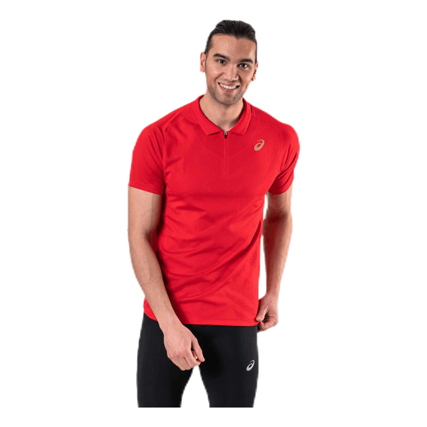 Asics Tennis Polo Shirt Red 6 Asics Tennis Polo Shirt Red - Image 4