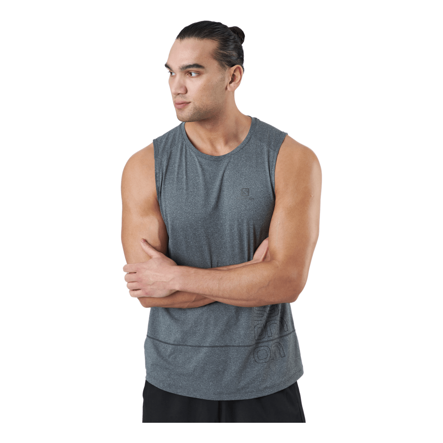 Salomon Cross Run Graphic Tank M Black/heather 4 Salomon Cross Run Graphic Tank M Black/heather - Image 2