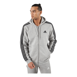 ADIDAS Essentials Fleece 3-Stripes Full-Zip Hoodie Medium Grey Heather