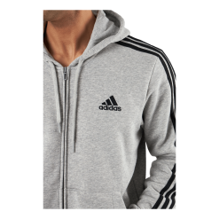 ADIDAS Essentials Fleece 3-Stripes Full-Zip Hoodie Medium Grey Heather -Takit Myynti 2023 60929 11 004