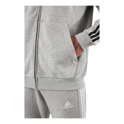 ADIDAS Essentials Fleece 3-Stripes Full-Zip Hoodie Medium Grey Heather -Takit Myynti 2023 60929 11 005